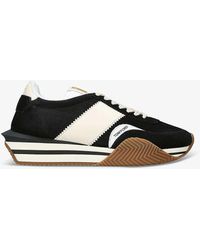 Tom Ford - James Logo-print Leather And Suede Low-top Trainers - Lyst