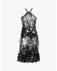 Amy Lynn - Sequin-embellished Halterneck Woven Mini Dress - Lyst