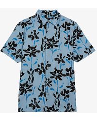 Ted Baker - Verzee Floral-print Regular-fit Lyocell, Cotton And Linen Shirt - Lyst