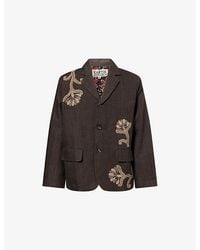 Kartik Research - Herringbone Embroidered Single-Breasted Linen Jacket - Lyst