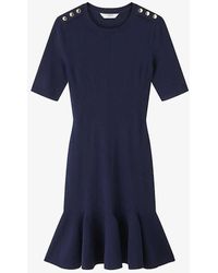 LK Bennett - Annmarie Button-embellished Knitted Mini Dress - Lyst
