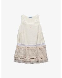 Prada - Antique-skirt Linen Mini Dress - Lyst