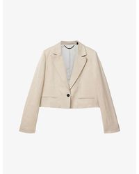 AllSaints - Helena Single-Breasted Cropped Linen-Blend Blazer - Lyst