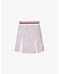 Thom Browne - Striped-waistband Pleated Mid-rise Cotton-blend Mini Skirt - Lyst