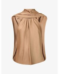 Jonathan Simkhai - Scarlett Draped Sleeveless Satin Top - Lyst