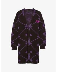 Prada - Oversized Jacquard-Knit Wool Cardigan - Lyst