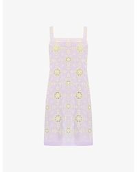 Ro&zo - Broderie-pattern Sleeveless Cotton Mini Dress - Lyst