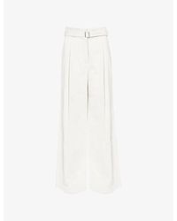 Proenza Schouler - Dana Wide-leg Cotton And Linen-blend Trousers - Lyst