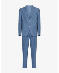 Eleventy - Notch-Lapels Tapered-Leg Wool, Silk And Linen Suit - Lyst