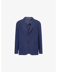 Emporio Armani - Single-Breasted Two-Button Linen Blazer - Lyst
