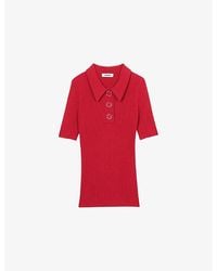 Sandro - Ribbed Slim-Fit Knitted Polo Shirt - Lyst