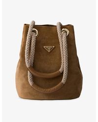 Prada - Mariner Small Suede Bucket Bag - Lyst