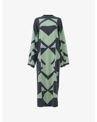 eem - Geometric-Intarsia Knitted Modal And Wool-Blend Kaftan Dress - Lyst