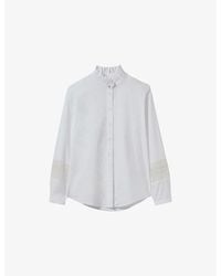 Claudie Pierlot - Ruffle-Collar Long-Sleeve Cotton Shirt - Lyst