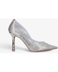 Womens Shoes Heels Long and short heels Metallic Carvela Kurt Geiger Synthetic Shimmer Gem-embossed Vinyl Court Heels in Silver 