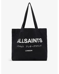 AllSaints - Underground Logo-print Cotton-canvas Tote Bag - Lyst