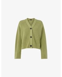 Whistles - Nala V-Neck Ribbed-Knit Cotton Cardigan - Lyst