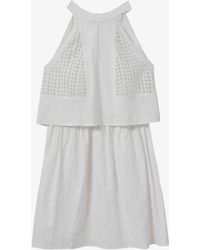 Reiss - Eden Broderie Anglaise Stretch-woven Mini Dress - Lyst