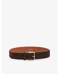 Sandro - Metal-Buckle Suede Belt - Lyst