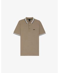 BOSS - Brand-Embroidered Striped-Trim Cotton-Piqué Polo Shirt - Lyst