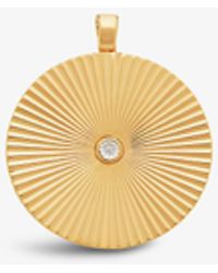 Monica Vinader - Disco Round 18ct Recycled Yellow Gold-plated Vermeil Sterling Silver And 0.05ct Diamond Pendant - Lyst