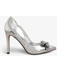 Ted Baker - Orlila Crystal-bow Faux-leather Heeled Court Shoes - Lyst