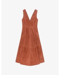 Reiss - X Atelier Nola V-Neck Suede Midi Dress - Lyst