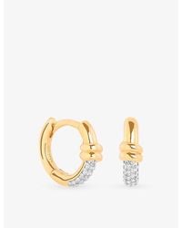 Astrid & Miyu - Pavé Knot-Plated 925 Sterling Huggie Earrings - Lyst