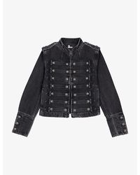 The Kooples - Button-Embellished Slim-Fit Denim Jacket - Lyst