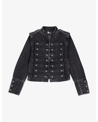 The Kooples - Button-Embellished Slim-Fit Denim Jacket - Lyst