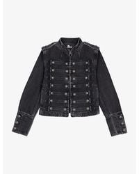 The Kooples - Button-Embellished Slim-Fit Denim Jacket - Lyst