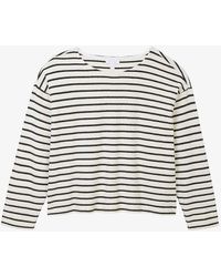 The White Company - Vystripe Boxy-fit Striped Organic-cotton T-shirt - Lyst