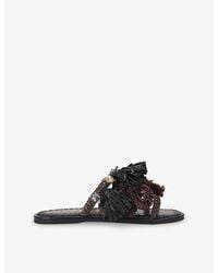 KG by Kurt Geiger - Roxie Leather And Raffia Sandals - Lyst