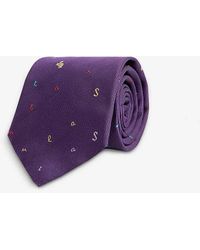 Paul Smith - Rabbit-embroidered Wide-blade Silk Tie - Lyst