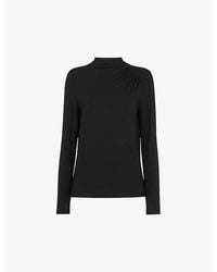Whistles - Ruched-Front Long-Sleeve Stretch-Woven Top - Lyst