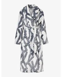 DKNY - Branded Relaxed-fit Fleece Robe - Lyst