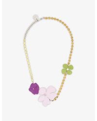 Marni - Enamel Flower And Rhinestone Brass Necklace - Lyst