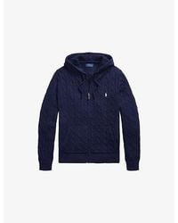 Polo Ralph Lauren - Logo-Embroidered Cable-Knit Cotton Hoody - Lyst