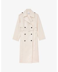Reiss - Charli Double-Breasted Woven Trench Coat - Lyst