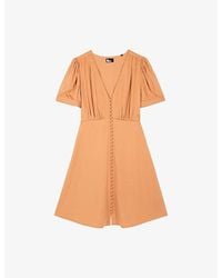 The Kooples - V-Neck Short-Sleeve Woven Mini Dress - Lyst