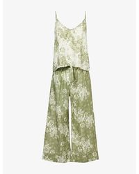 Desmond & Dempsey - Floral-print Wide-leg Linen Pyjama Set - Lyst