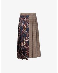 Weekend by Maxmara - Fanale Contrast Pleat Wool-Blend Midi Skirt - Lyst
