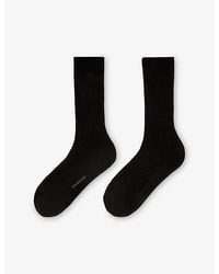 Sandro - Ribbed Logo-Print Silk-Blend Socks - Lyst