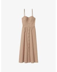 Claudie Pierlot - Stripe-Print Button-Up Cotton-Blend Maxi Dress - Lyst