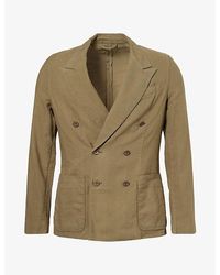 Paul Smith - Double-Breasted Peak-Lapel Cotton And Linen-Blend Blazer - Lyst