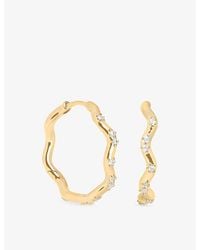 Astrid & Miyu - Ripple Crystal-Plated Sterling Hoop Earrings - Lyst