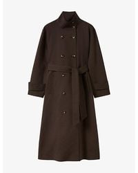 Whistles - Long Funnel-Neck Cotton Trench Coat - Lyst
