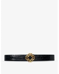 Maje - Clover-Buckle Croc-Embossed Leather Belt - Lyst