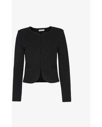 Whistles - Cotton Jersey Collarless Cropped Jacket, Size: - Lyst
