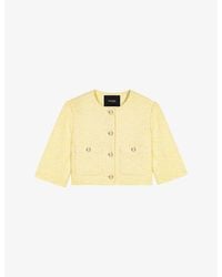 Maje - Round-Neck Short Sleeve Tweed Jacket - Lyst